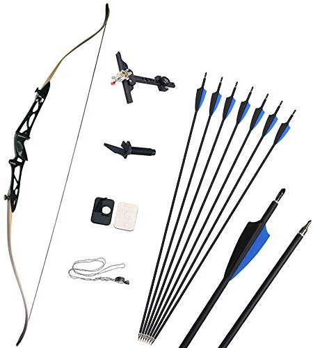 ZSHJG Takedown Recurve Bogen 70 Zoll Bogen und Pfeil Für Erwachsene 14-40lbs Bogenschießen Longbogen mit Carbonpfeilen Rechte Hand (Rot, 22lbs)