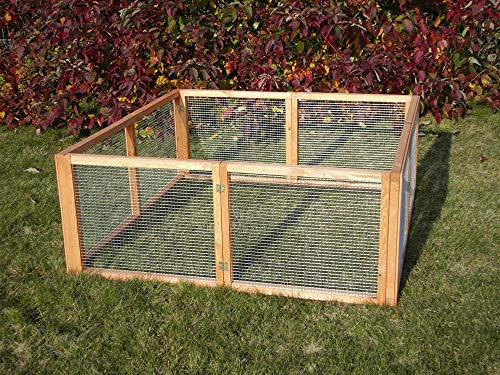 Beauty.Scouts Freilaufgehege Horst Kiefernholz massiv 130x130x51cm Kaninchenstall Garten Laufstall Hasenkäfig Kaninchenkäfig Tierstall Hasenstall Hase