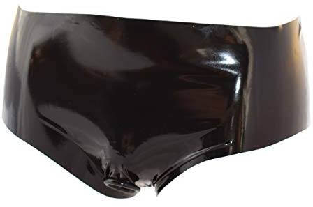 Rubberfashion Latex Slip with Penis Ring - Extra Thick - Rubber Pants Open - Latex Lingerie for Men Black 0.8mm L