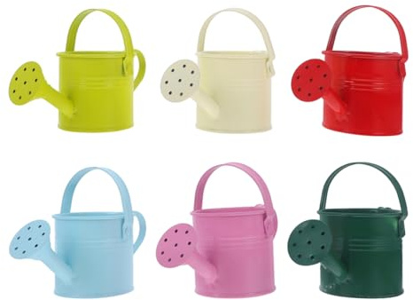 YARNOW Metal Watering can for Kids Small Indoor Gardening Sprinkler Kettle with Controlled Water Flow for Succulents and House Plants 6 Pack