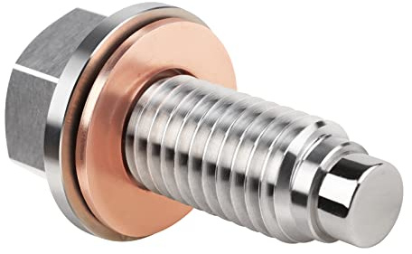 DEEFILL M12 x 1.75 Magnetic Oil Drain Plug, Stainless Steel Sump Drain Nut Bolt with Copper Crush Washer Compatible with GMC, Chevrolet, Buick, Cadillac