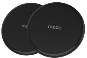 Rapoo XC105 Twin Pack Wireless Induction Charger for Smartphone, Charger for iOS and Android (e.g. iPhone, AirPod, Samsung), Flat Qi Charging, Fast Charging, Overcharge Protection, Black