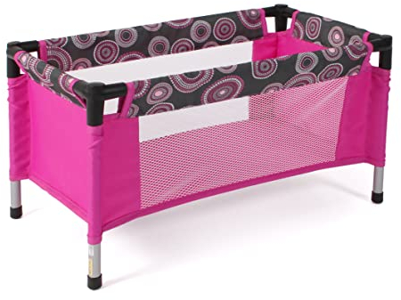 Bayer Chic 2000 - Reisebett für Baby-Puppen bis 48 cm, Puppenbett, Puppenreisebett, Puppenmöbel, Puppenzubehör, Hot pink Pearls