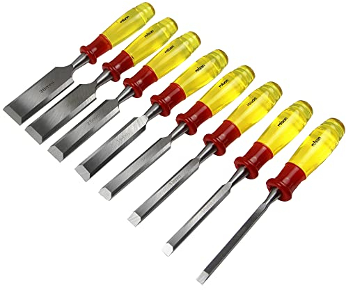 Rolson 56180 Wood Chisel Set with Clear Handle, Transparent, 8pc