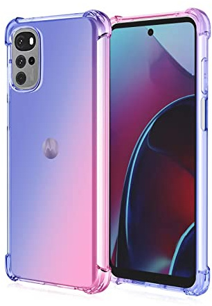 HONLEN Funda para Motorola Moto g22 Carcasa, (6.5 Inches) Gradiente Transparente TPU Silicona Case, Protección de Esquina Mejorada Cover Azul Rosado