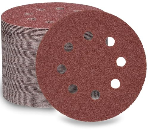 LESNIC 40 Grits 100pcs Sanding Discs, 125mm / 5 inch 8 Holes Quick Change Discs Hook & Loop Sandpaper Discs Polishing for Orbit Orbital Sanders and All Oscillating Tools