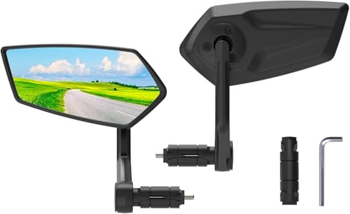 RBRL Extra Große Bar End Fahrradspiegel - Schlagfeste Spiegelfläche Rückspiegel für E-Bike Universal Fahrradrückspiegel (1 Paar)