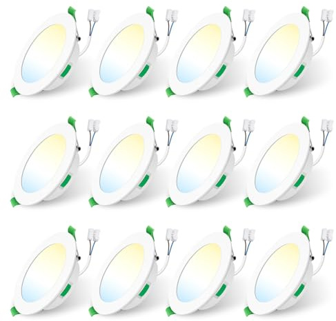 ALUSSO LIGHTING 12 Stück Einbaustrahler Led,5W 350 Lumen Led Einbaustrahler 230V Dimmbar,Deckenspots 3CCT 3000K 4000K 6500K Einstellbar Einbauleuchten,IP44 Deckenstrahler für Badezimmer,Küche,Weiß