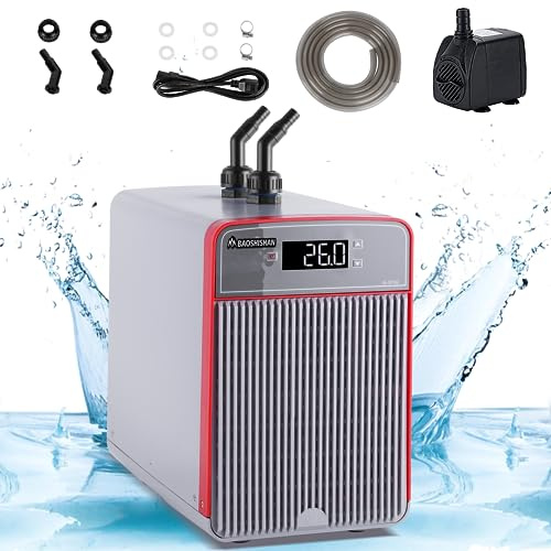 BAOSHISHAN Aquarium Chiller 160L Water Cooling System Fish Tank Chiller | 1/10 Horsepower,Complete Kit,Quiet Compressor,Rapid Cooling,Ideal for Axolotl/Coral/Indoor Hydroponic/Fresh and Salt Water