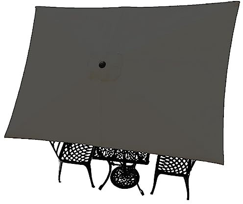 Toile De Rechange Pour Parasol 3.0m * 2m, Housse De Remplacement Carrée Pour Parasol 6 Baleines, Auvent De Rechange Pour Parasol De Marché Et De Terrasse Extérieure (Toile Uniquement)(Couleur:Grise)