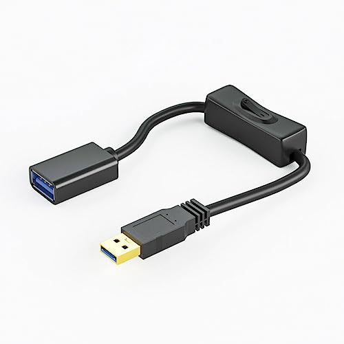 YSJJZRL 90 graders USB 3.0-förlängningskabel med brytare rak/upp/ner/vänster/höger vinkel USB-förlängningskabel hane till hona (0,3 m, rak)