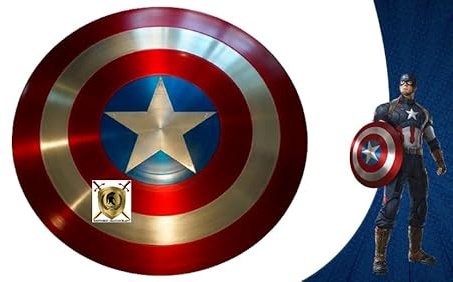 Capitan Shield Legends Limited Edition, scudo in metallo per adulti Movie Prop Replica, scudo rotondo in pelle con impugnatura da parete scudo decorativo