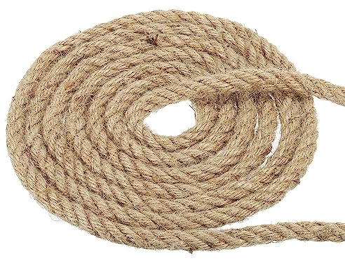 PATIKIL 1/2 Pollici 59.1 Piedi Iuta Corda, Naturale Manila Corda 4-Filo Attorcigliato Spago Pesante Spesso Corda per Tiro alla Corda Giardinaggio Casa Decorazione