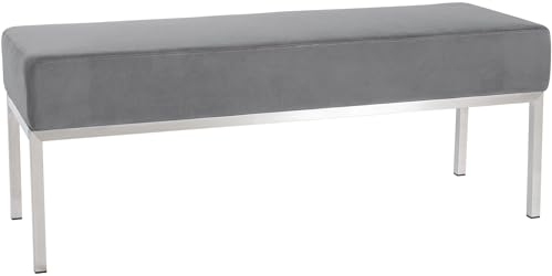 CLP Sitzbank Lamega I Gepolsterte Bank Mit Samt-Bezug, Farbe:grau, Grˆﬂe:3-Sitzer