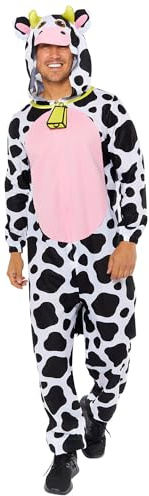 Amscan 9919017 - Unisex Plush Fleece Cow Onesie Adults Fancy Dress Costume Size: Large