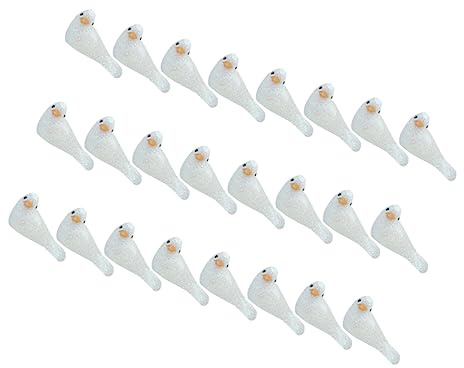 OFFSCH 24 Stück Weiße Vogelmodelle aus Schaumstoff Glitzernde Hochzeitsdekoration Leicht und Fein Verarbeitet für Fotografie und Rasen
