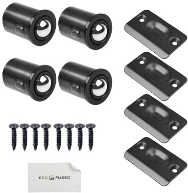 Eco-Fused Chiusura a Palla Regolabile per Porta - Ferramenta a Sfera Nera con Molla - Compatibile con la Maggior Parte delle Porte - Armadi, Cucina, Porta a Vetri, Armadietti