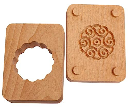 PRETYZOOM Hand Pressed Double-Layer Mooncake Mold Green Bean Cake Mold Baking Tool Beech Wood Handmade Traditional Chinese Cake Making