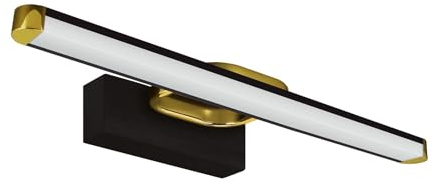 Licht-Erlebnisse LED Spiegelleuchte IP44 neutralweiß 4100 K 430 lm B: 43 cm Edelstahl in Schwarz Gold Wandlampe Badezimmer Wandleuchte