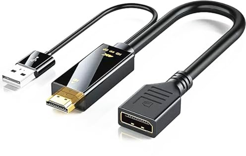 H.May Cavo da HDMI a DisplayPort 4K@60Hz, da HDTV a DP 3840*2160, 1,8m /0,23 M, cavo di collegamento HD compatibile con computer, set top box, laptop, PS5/4, proiettore, TV, (0.23 metres, DP Female)