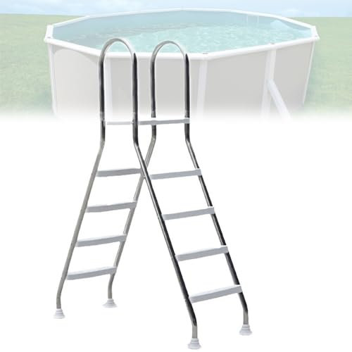 BDJSN Scaletta a 4 Gradini, Gradini per Piscina Fuori Terra in Acciaio Inossidabile Resistente, Scala Mobile per Piscina con Gradini Antiscivolo, capacità di Carico di 500 Libbre, Scala a Doppio Lato