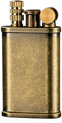 Sporgo Vintage Messing Feuerzeug: Nachfüllbares Petroleum-Feuerzeug Mit Streichholz, Einstellbare Jetflamme, Geschenk für Männer (Ohne Benzin)