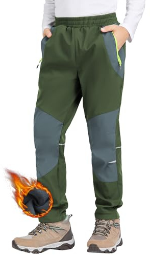 Zoofly Kinder Softshellhose Schneehose Warm Outdoorhose Wanderhose Kinder Skihose Thermohose Jungen Mädchen Gefüttert Trekkinghose Outdoor Hose