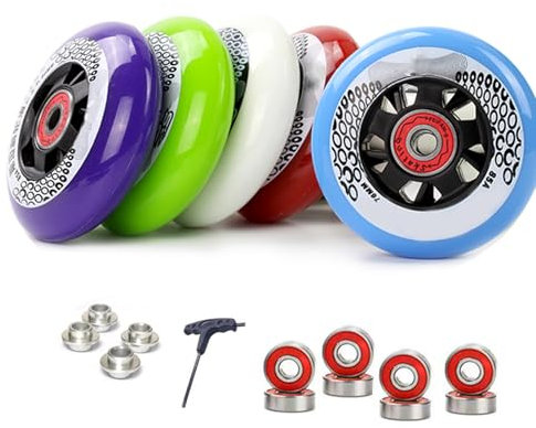 ANWEALTH 4er Pack 85A 72 mm 76 mm 80 mm Inline Skate Rollen Rollschuh Skating Räder Outdoor Indoor mit Lagern Indoor Outdoor für Asphalt Vielseitig (Mix 72 mm)