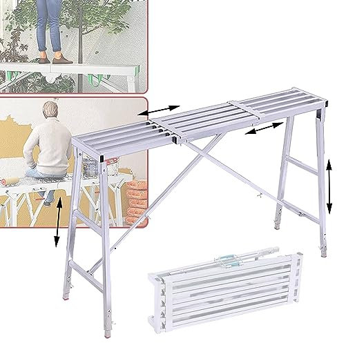 Ponteggio pieghevole regolabile con scala in acciaio zincato per pulizia e decorazione edilizia portatile altezza e lunghezza regolabile 40 cm larghezza attrezzature ingegneristiche