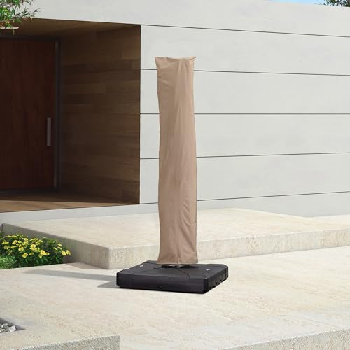 PURPLE LEAF Sonnenschirm Schutzhülle 280 x 61 cm, Abdeckhauben für Ampelschirm Groß mit Reißverschluss und Stab, UV-beständig Wasserabweisend, Beige