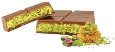 DEFACTO Elit The Taste of Dubai – Chocolate de 90 g con crema de pistacho y kadayif – Sabor lujoso de Dubai, creación oriental de chocolate – 60% chocolate con leche entera – 4 unidades