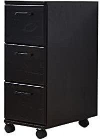 Commode multicouche avec roulettes universelles en bois de paulownia - Armoire de rangement latérale étroite pour salon - Petit coin - Couleur noyer noir - 20 x 42 x 62 cm