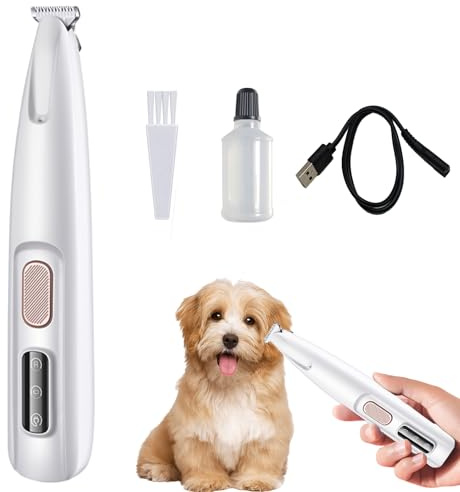 Pfotentrimmer für Hunde, Hundepfoten Trimmer, Schermaschine Katze Hundehaarschneidemaschine mit LED-Licht, IPX5 Wasserdichtes Profi Hundetrimmer für Hunde Katzen Pfoten Augen Ohren Gesicht Körper