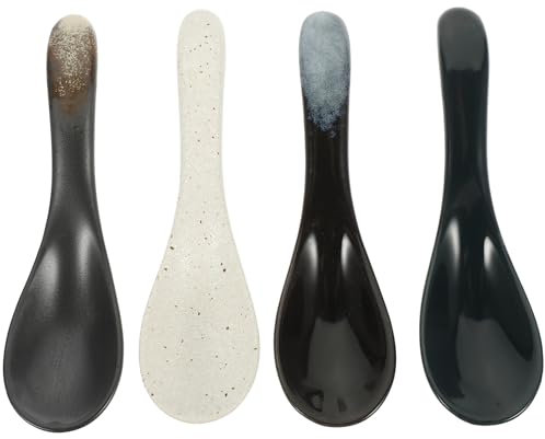 PRETYZOOM Set 4 Cucchiai in Porcellana Motivo Marmo, Cucchiaini da Zuppa Decorativi per Cucina, Utensili per Cibo in Porcellana, Design Raffinato e Funzionale