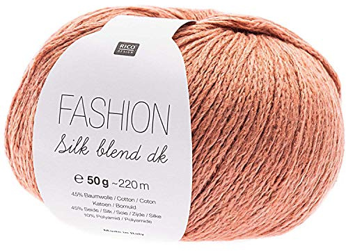 Rico Fashion Silk blend dk, edles Garn aus Seide und Baumwolle zum Stricken und Häkeln, Strickgarn, Häkelwolle, altrosa, Nadelstärke 5 mm, 45% Seide 45% Cotton 10% Polyamid (20)
