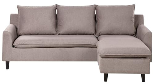 Beliani Ecksofa Stoff beige/Taupe linksseitig mit bewegbarer Ottomane Elvenes