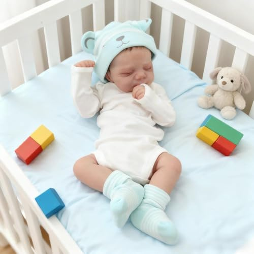 RXDOLL Reborn Baby Dolls 45cm Realistic Soft Silicone Full Body Vinyl Like Girl Waterproof Sleeping Newborn Toy for Kids Age 3+