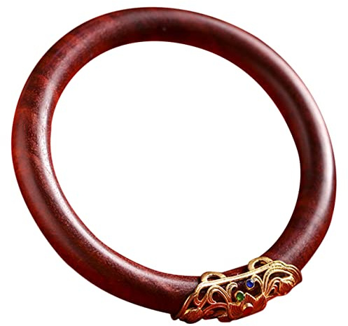 Ipetboom Pulsera de Madera Vintage para Mujer Diseño Étnico y Superficie Lisa, Brazalete Redondo de Madera Natural Marrón Adecuado para Bodas y San Valentín