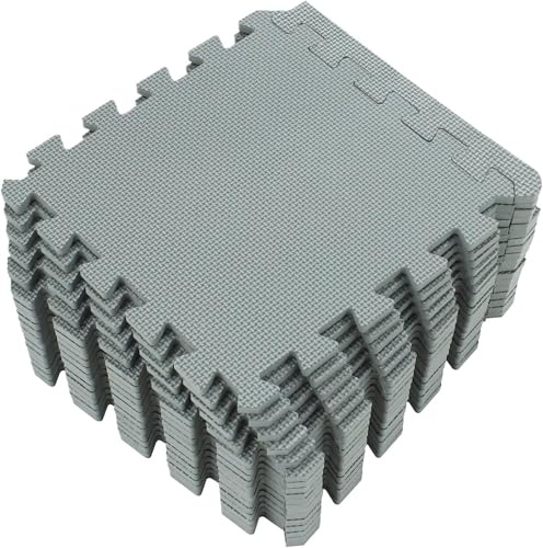 Tapis de Sport de Sol Lot de 6/18 dalles de sol en mousse EVA emboîtables for salle de sport à domicile, jeux, entraînements et exercices(Grey-30x30cm,18PCS)