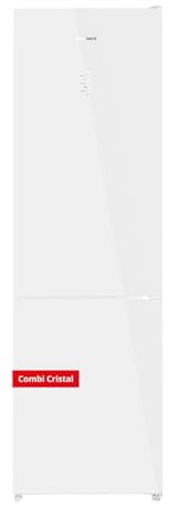 Corbero - Frigorífico Combi | CCGLML201725NFW | No Frost | Inverter | 356L | 200cm | Display Puerta | Fresh Box | Cajón Crisper | Estantes cristal | Cristal Blanco