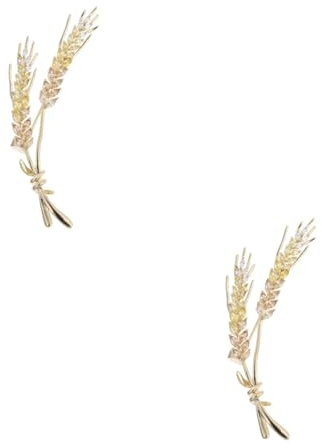 2 Stck. Stylische Weizen Brosche für Frauen Goldene Anstecknadel Modisches Accessoire für Hochzeiten Partys Freizeit Korallenbrosche für Kleidung Taschen Schals