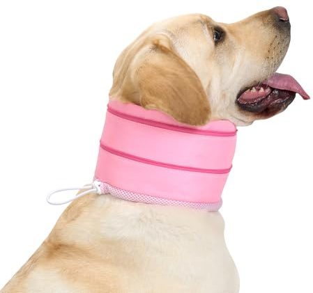 Arblina Halskrause Hund, Verstellbarer Halskrause Nach Operationen, Leckschutz Hunde mit Abnehmbarem Durchsichtigem Schutzschild, Trichter Hund für Kleine/Mittlere/Große Hunde, Rosa, XS