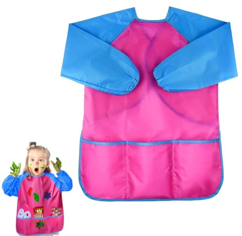 LKJAUOZ 1 Pezzi Grembiule da Pittura Bambini Impermeabile, con 3 Tasche, Gremb iule per Pi ttura Bamb ini, Grem biule Pittu ra Bam bini, Gre mbiule Pitt ura Asilo per Scuola,Casa