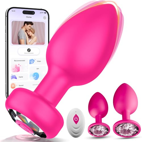 Butt Plug Anal Vibratorset for Woman, 3 Size 10 Modes Vibrating Butt Plug Sex Toyscouples for Couples Women, Panty Wearable Vibabrator for Women APP Remote Control Anal Plug Buttpug Beginner