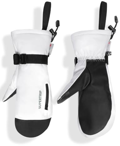 Supertrip Fausthandschuhe für Damen Herren,wasserdichte Skihandschuhe,Touch-Screen Thermo-Fäustlinge Winterhandschuhe,Anti-Rutsch-Snowboard Handschuhe,Warme 3M-Thinsulate Schneehandschuhe fur Winter | wasserdicht, Touch-Screen, rutschfest, 3M Thinsulate, winddicht, innen 5-Finger-Einsatz, Skifahren, Snowboard, Bergwandern