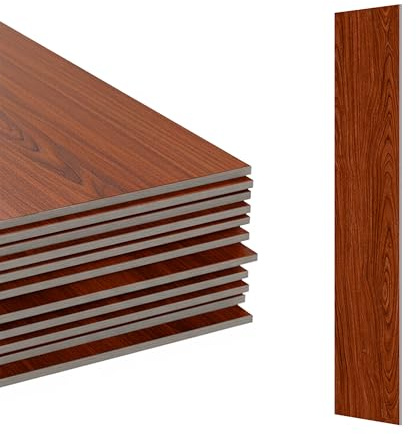 Relaxdays Sol PVC Autocollant Aspect Bois Antidérapant 5m² 36 Dalles 91x15cm Brun-Rouge