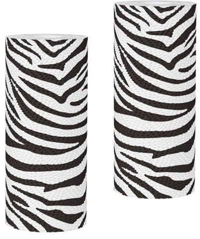 Zebra Bedruckte Küchenpapierrollen 2 Rollen aus Papier | Stark Saugfähig, Schwarz Gemustert, für Bad und Restaurant, Dickes Handpapier im 2 Stück-pack