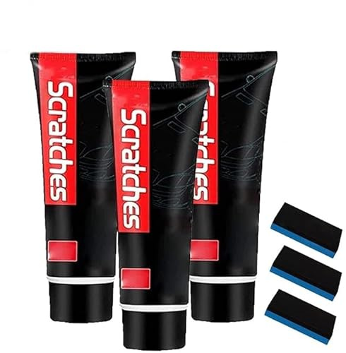 Scratch Free Stove Top Scratch Remover, Cooktop Heavy Duty Cleaner and Polish,Car Paint Scratch Repair,Polishing Wax for Glass Ceramic Stove Top,with Sponge,Multipurpose Cooktop Cleaner (3 pcs)