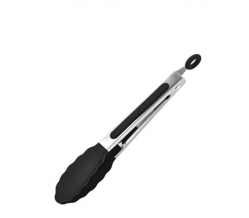 Kitchen Tongs, Heat Resistant Silicone Cooking Tongs with Non-Scratch Tips, Stainless Steel Food Tongs with Non-Slip Ergonomic Grip, BBQ Grill Serving Utensils for Salad, Meat & Everyday Cooking