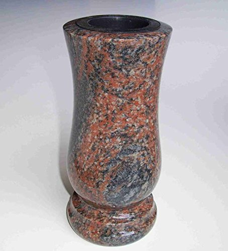 designgrab Grabvase Taille-medium aus poliertem Granit – 25×12 cm, schlank-zylindrisch, hochglanzpoliert, witterungsbeständig Gneis